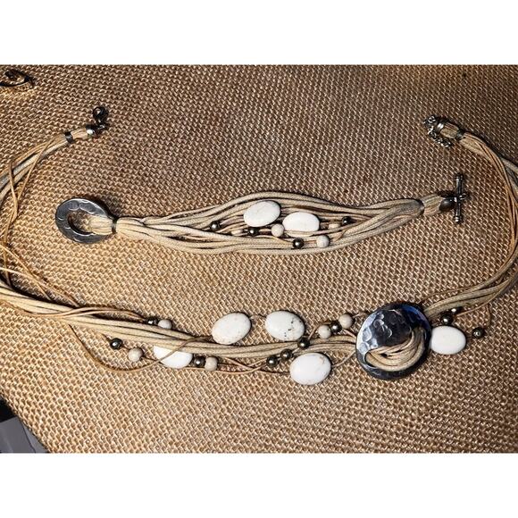 Wendell August Forge Metal & Stone Handmade Vintage Necklace & Bracelet Set - Picture 9 of 11